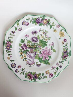 Vintage Pair of Wedgwood Octagonal Floral Earthenware Salad Plates (England)